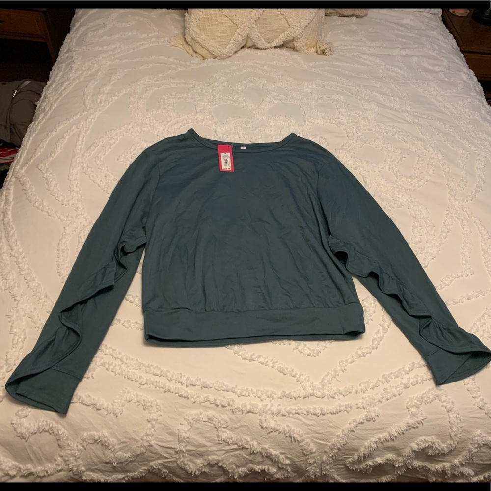 Brand New Xhilaration teal ruffle shirt